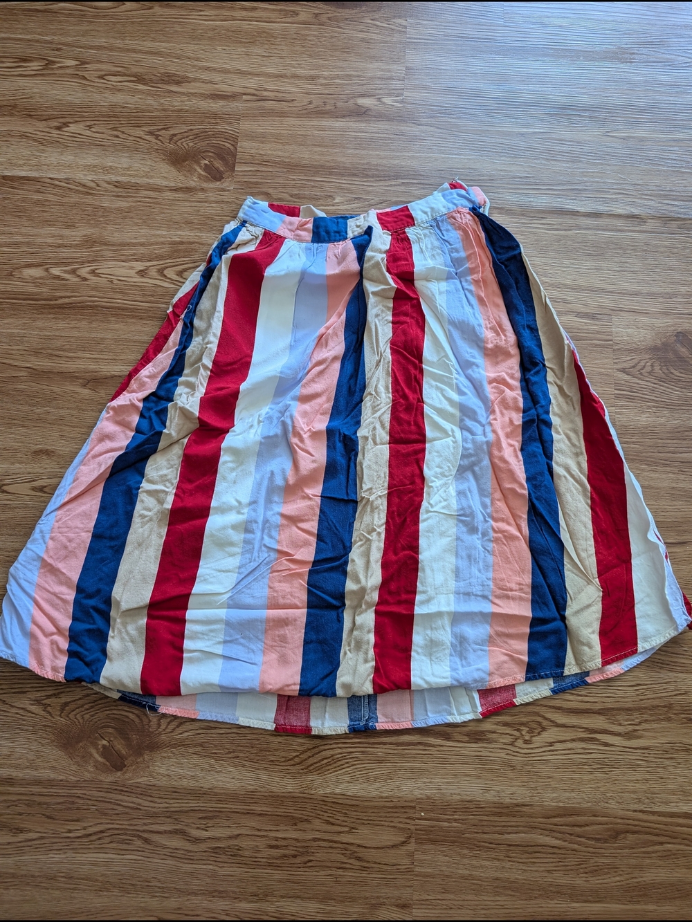 ModCloth Striped A-Line Skirt in Red, Navy, Peach, Cream, White
